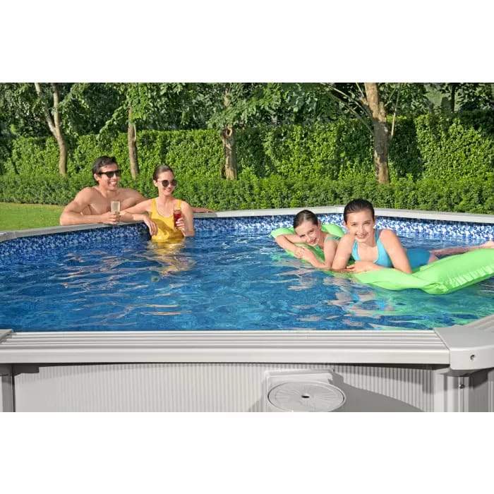 Стальной бассейн Bestway 56574 BW, Hydrium 360х120см, 10990л, песочный фильтр-насос, лестница, тент, подстилка, попл.-доз. фото 4